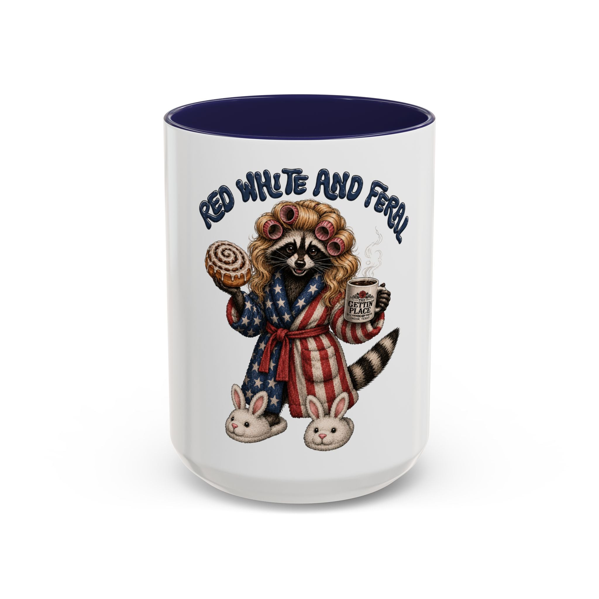Red White and Feral Raccoon Coffee Mug