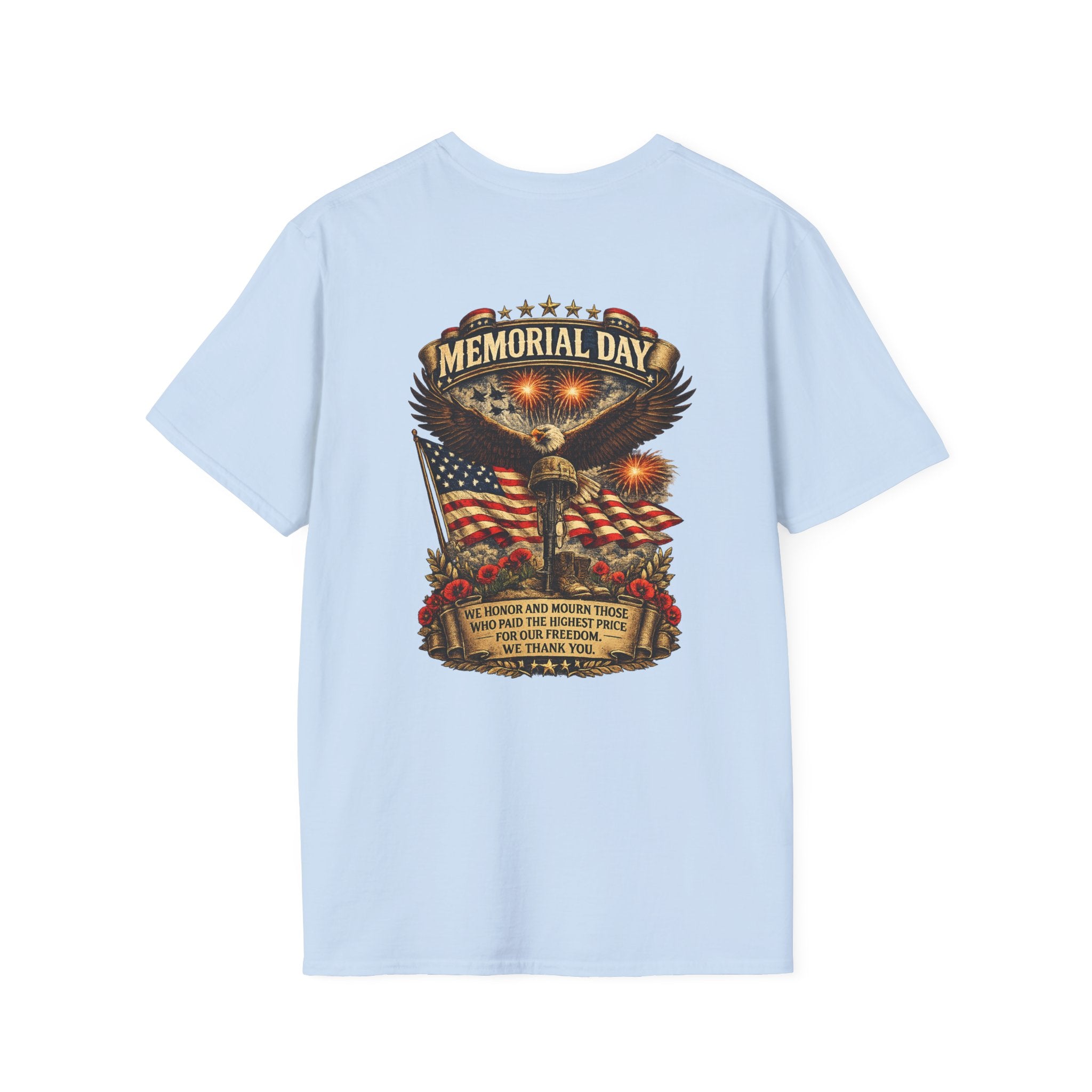 Memorial Day T-Shirt — Patriotic Eagle, American Flag & Poppies Tribute