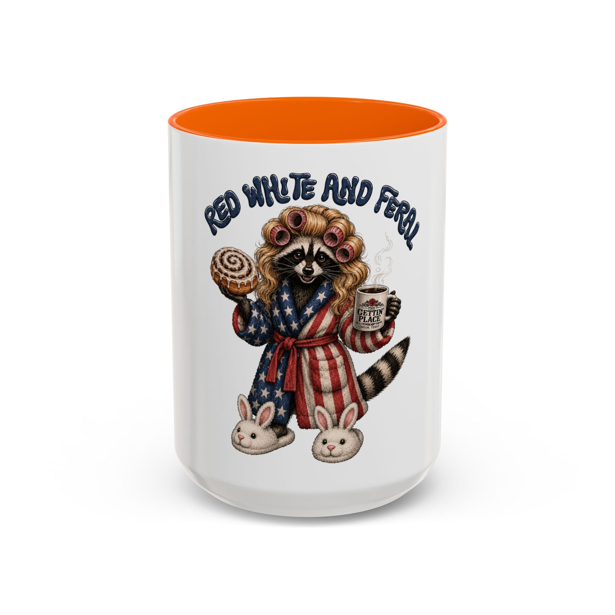Red White and Feral Raccoon Coffee Mug