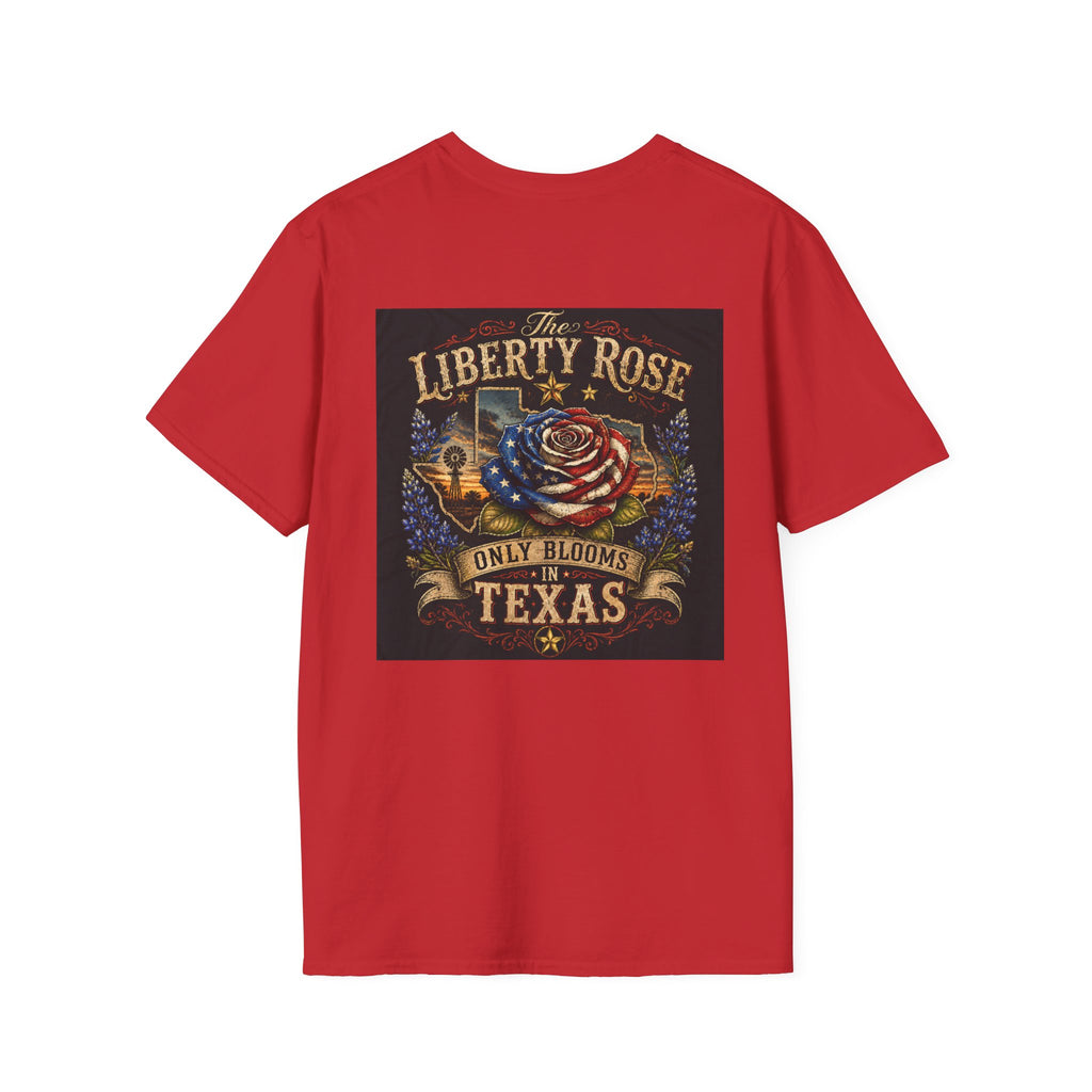 Liberty Rose Only Blooms in Texas T-Shirt — American Flag Rose Vintage Graphic Tee