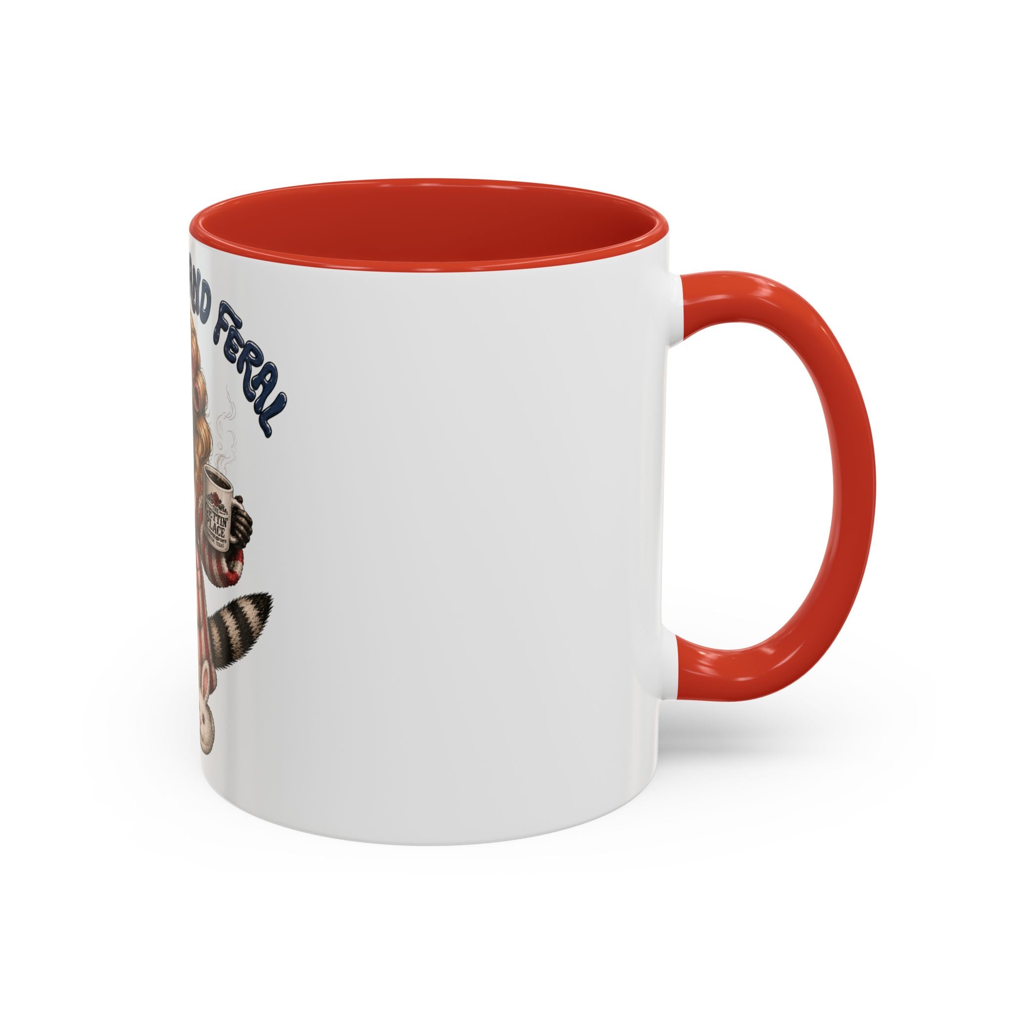 Red White and Feral Raccoon Coffee Mug