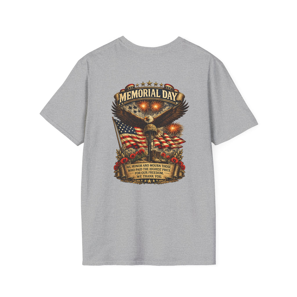 Memorial Day T-Shirt — Patriotic Eagle, American Flag & Poppies Tribute