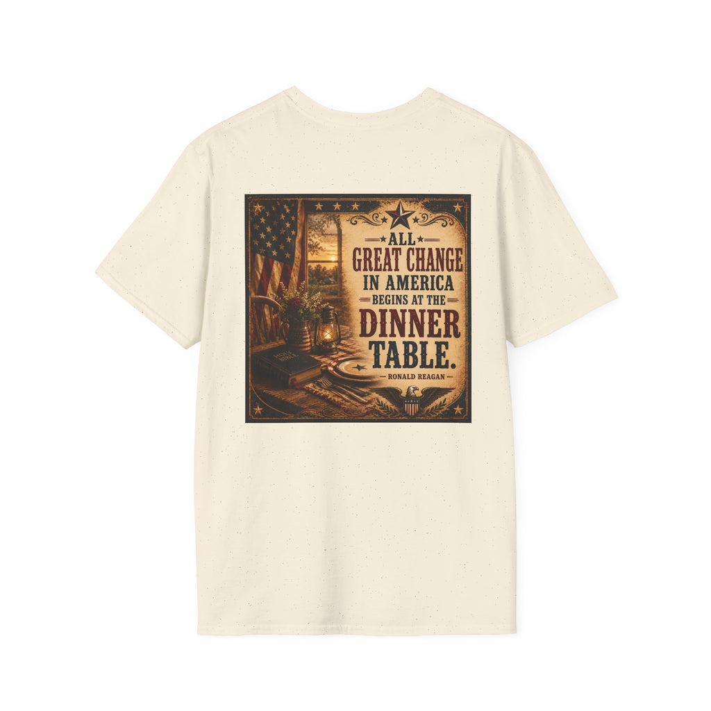 Reagan Quote T-Shirt — “All Great Change In America” Presidential Collection