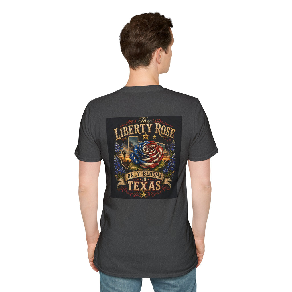 Liberty Rose Only Blooms in Texas T-Shirt — American Flag Rose Vintage Graphic Tee
