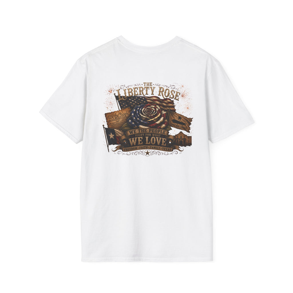 Liberty Rose Graphic T-Shirt — Patriotic Texas Flag Rose Design