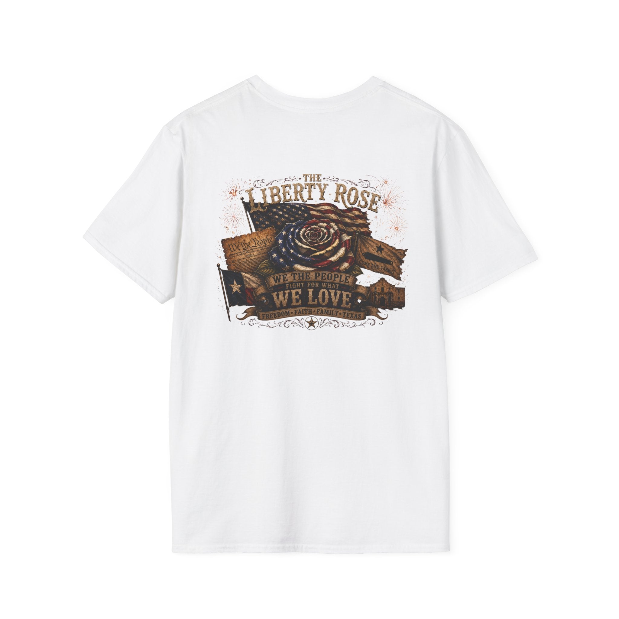 Liberty Rose Graphic T-Shirt — Patriotic Texas Flag Rose Design