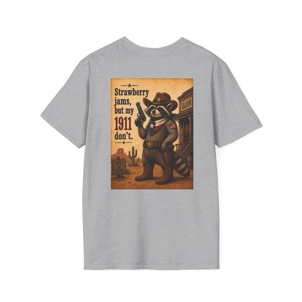 Raccoon Slinger 1911 Tee — "Strawberry jams, my 1911 don't" T-Shirt