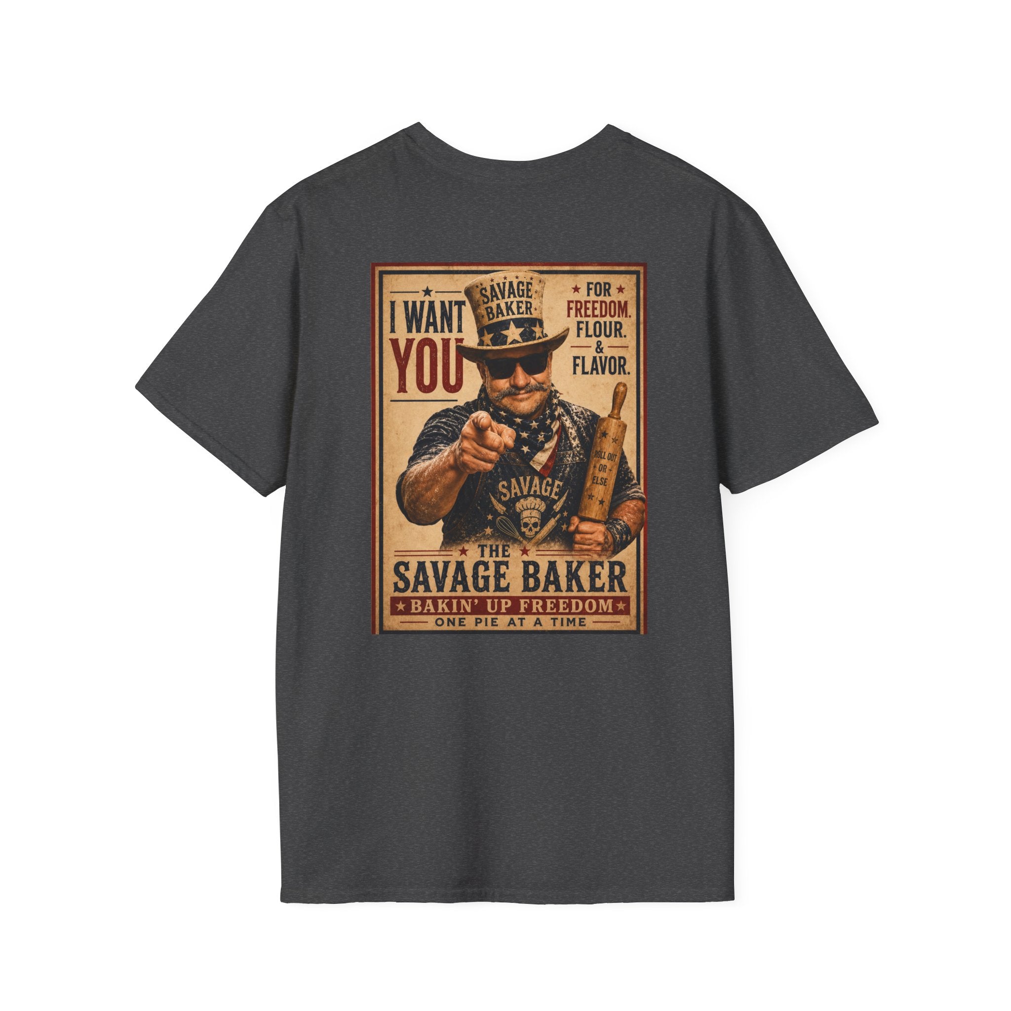 The Savage Baker T-Shirt — "I Want You" Patriotic Vintage Poster Design
