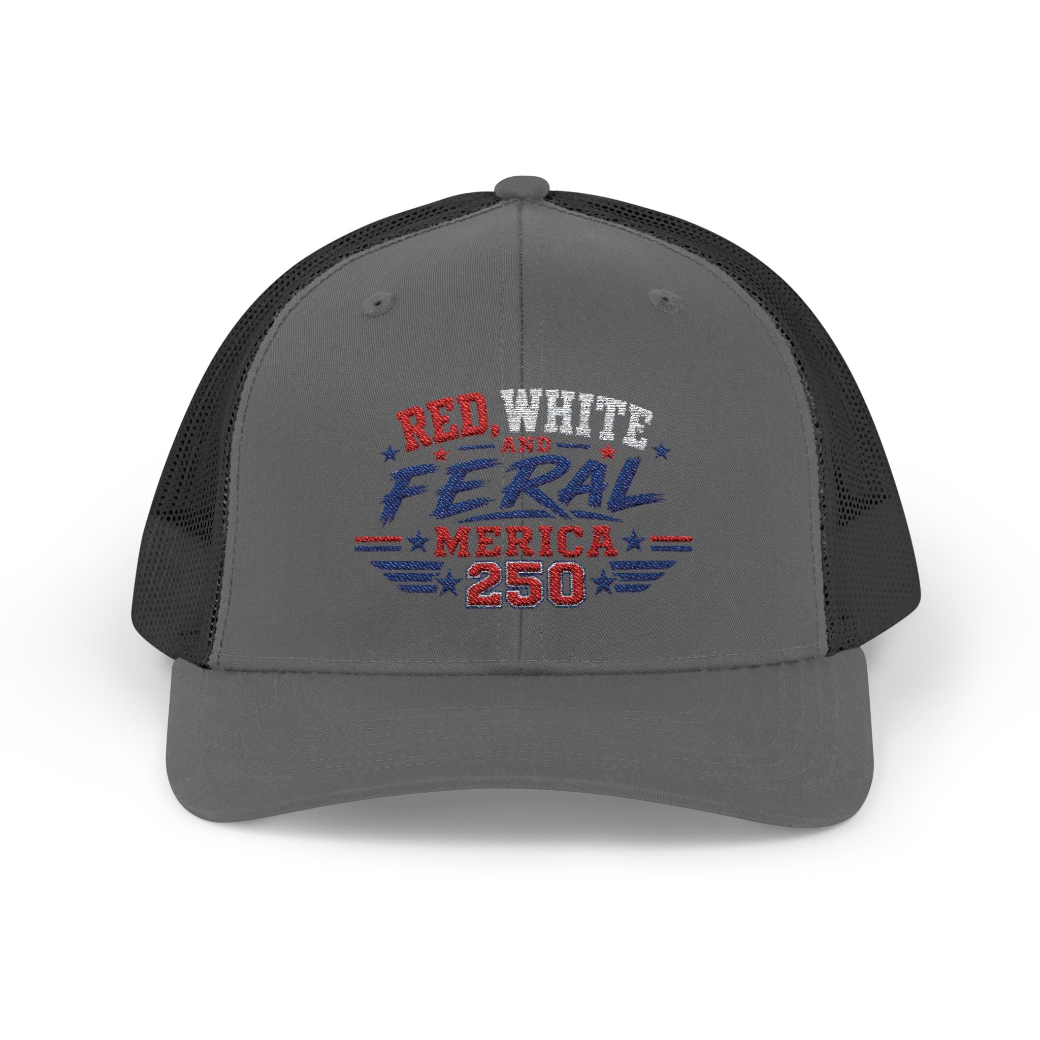 Feral 'Merica 250 Snapback Trucker Cap – Patriotic Red White & Blue Truckers Hat