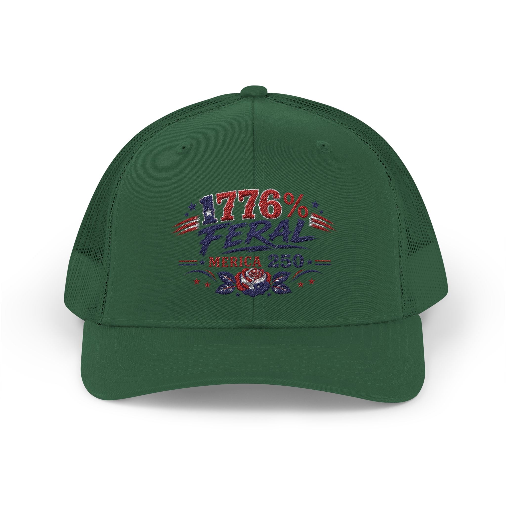 1776% Feral Trucker Hat — Merica 250 Patriotic Snapback Cap