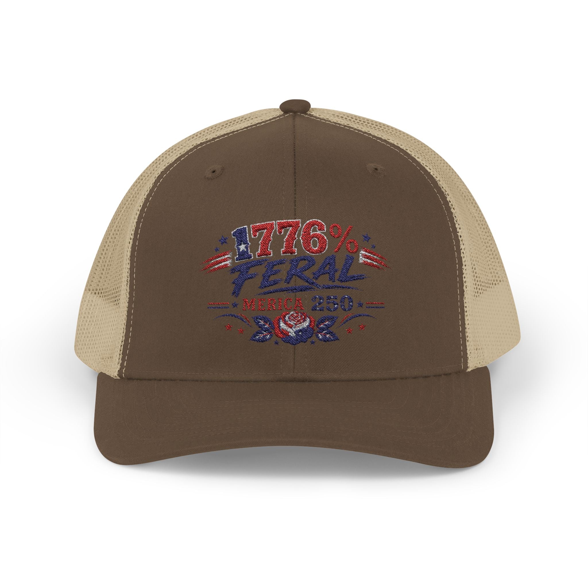 1776% Feral Trucker Hat — Merica 250 Patriotic Snapback Cap