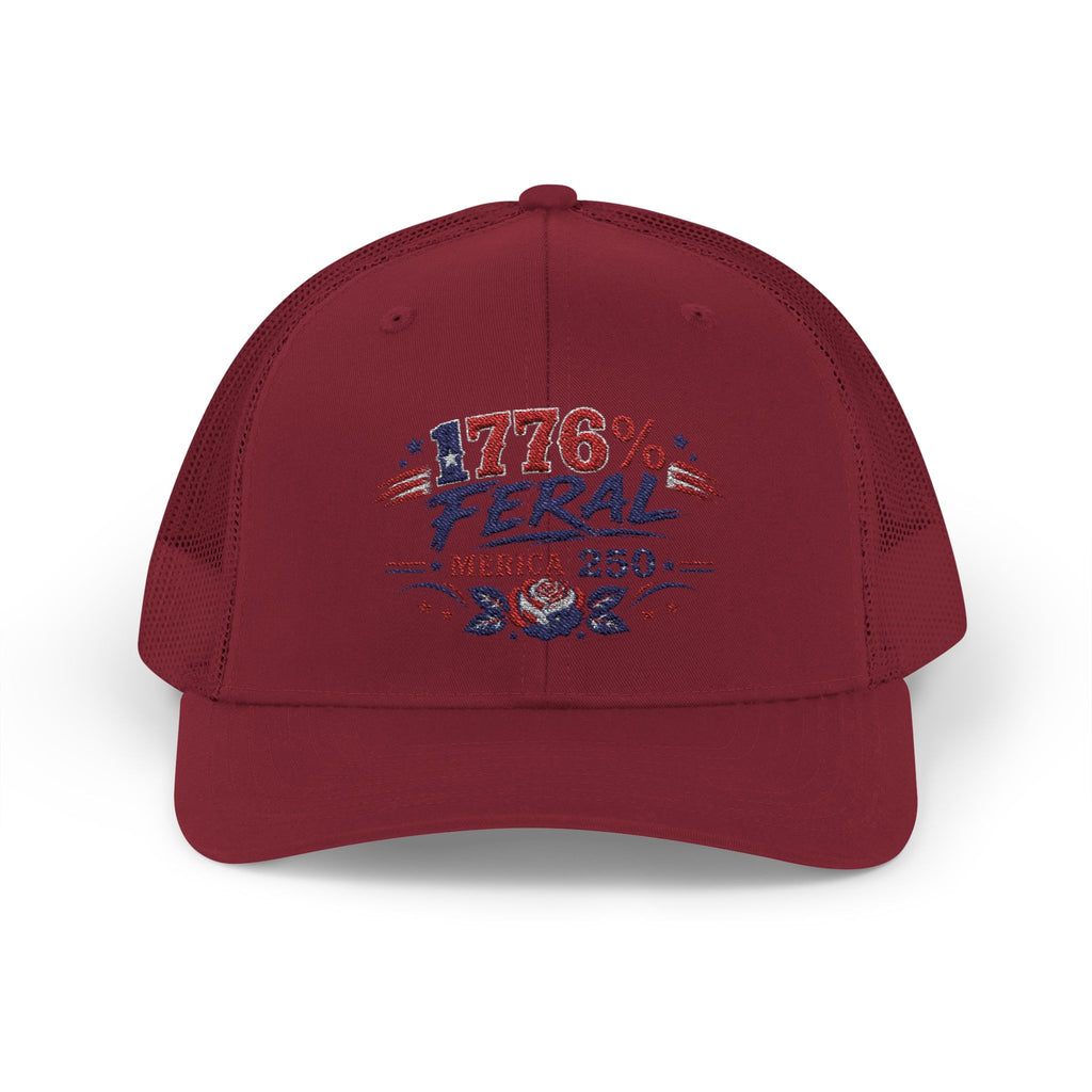 1776% Feral Trucker Hat — Merica 250 Patriotic Snapback Cap