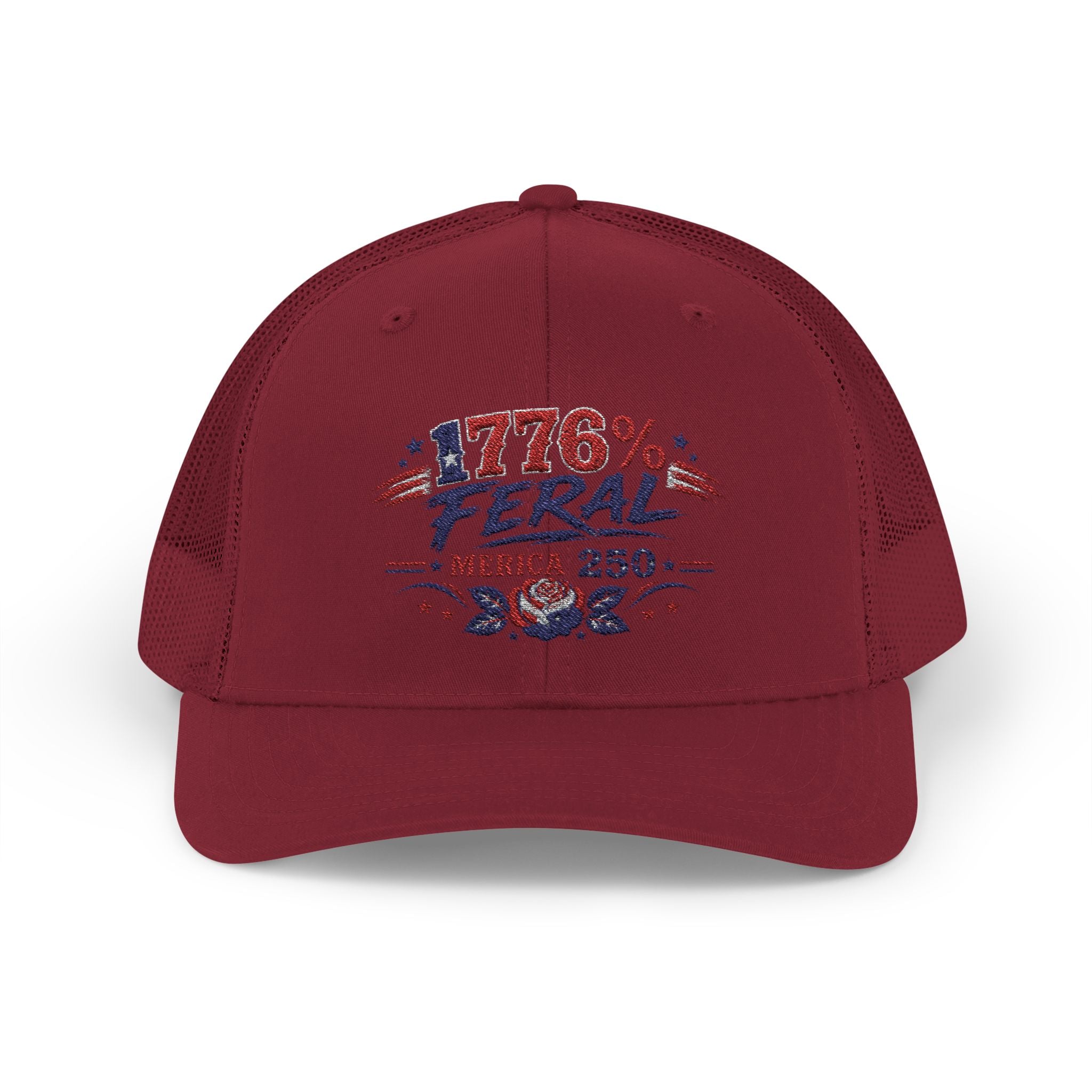 1776% Feral Trucker Hat — Merica 250 Patriotic Snapback Cap