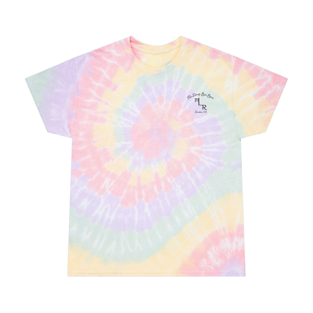 Pastel Spiral Tie-Dye Tee — "The Liberty Rose" Graphic, London TX, Dirk Collection, Souvenir
