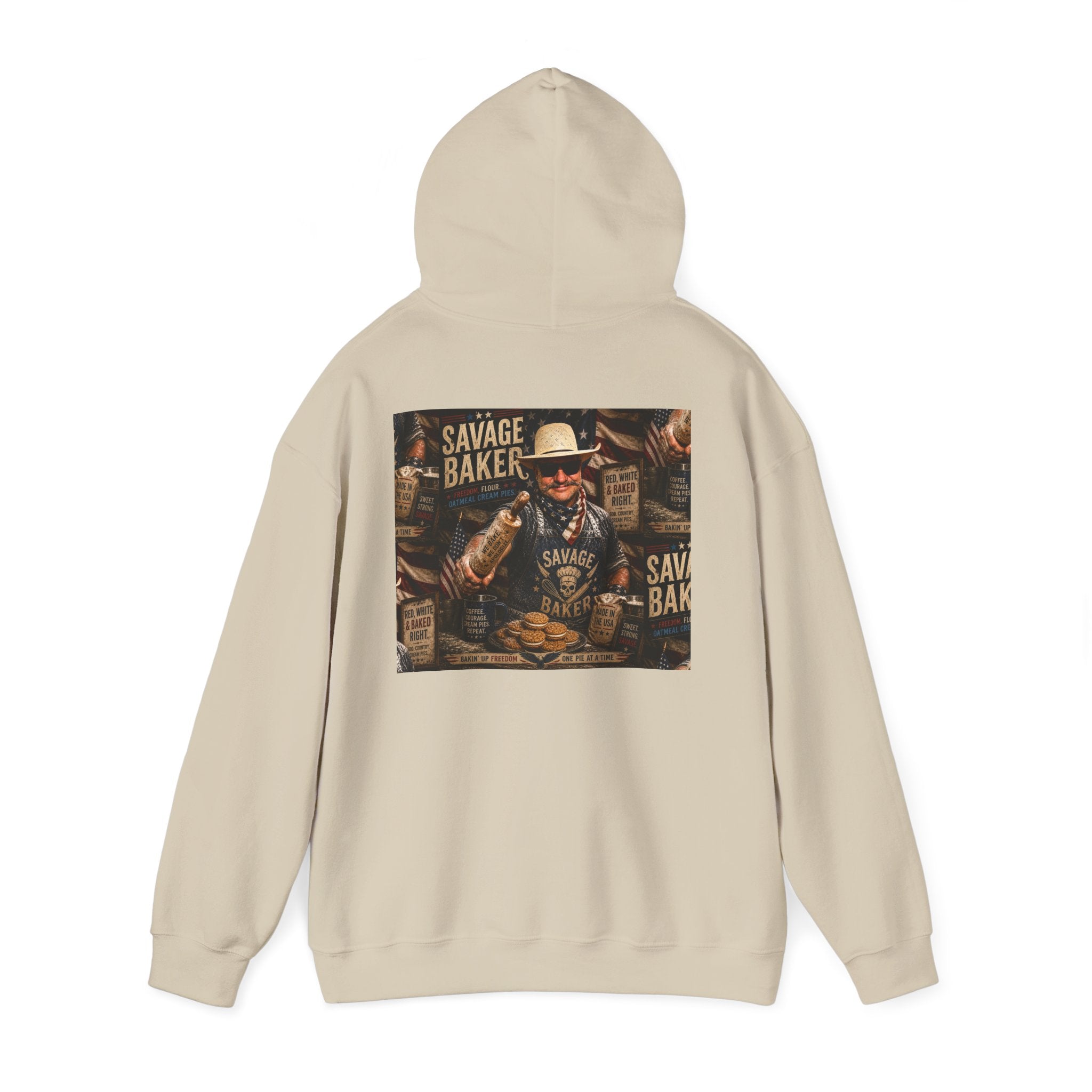 Hoodie — 'Savage Baker' Vintage Red,White, and Oatmeal Cream Pies Graphic Hoodie