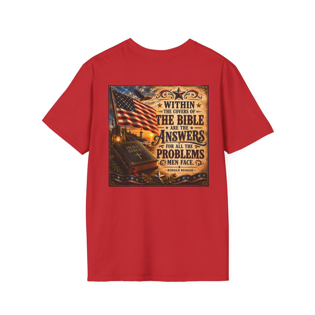 Ronald Reagan Bible Quote T-Shirt — "Within the Covers of the Bible"