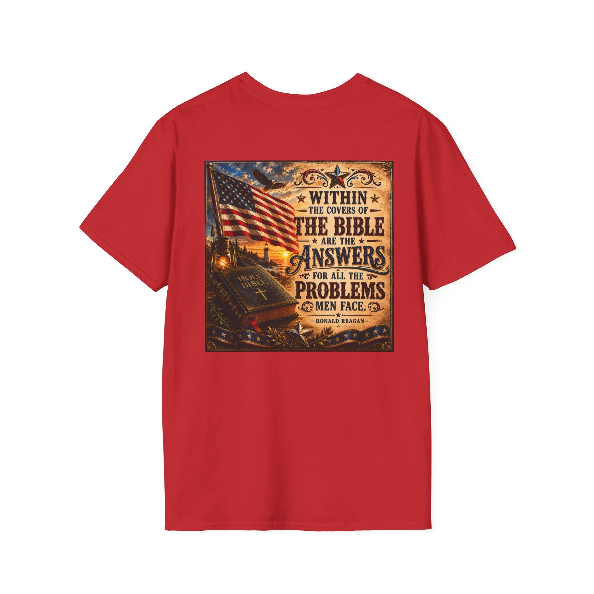 Ronald Reagan Bible Quote T-Shirt — "Within the Covers of the Bible"