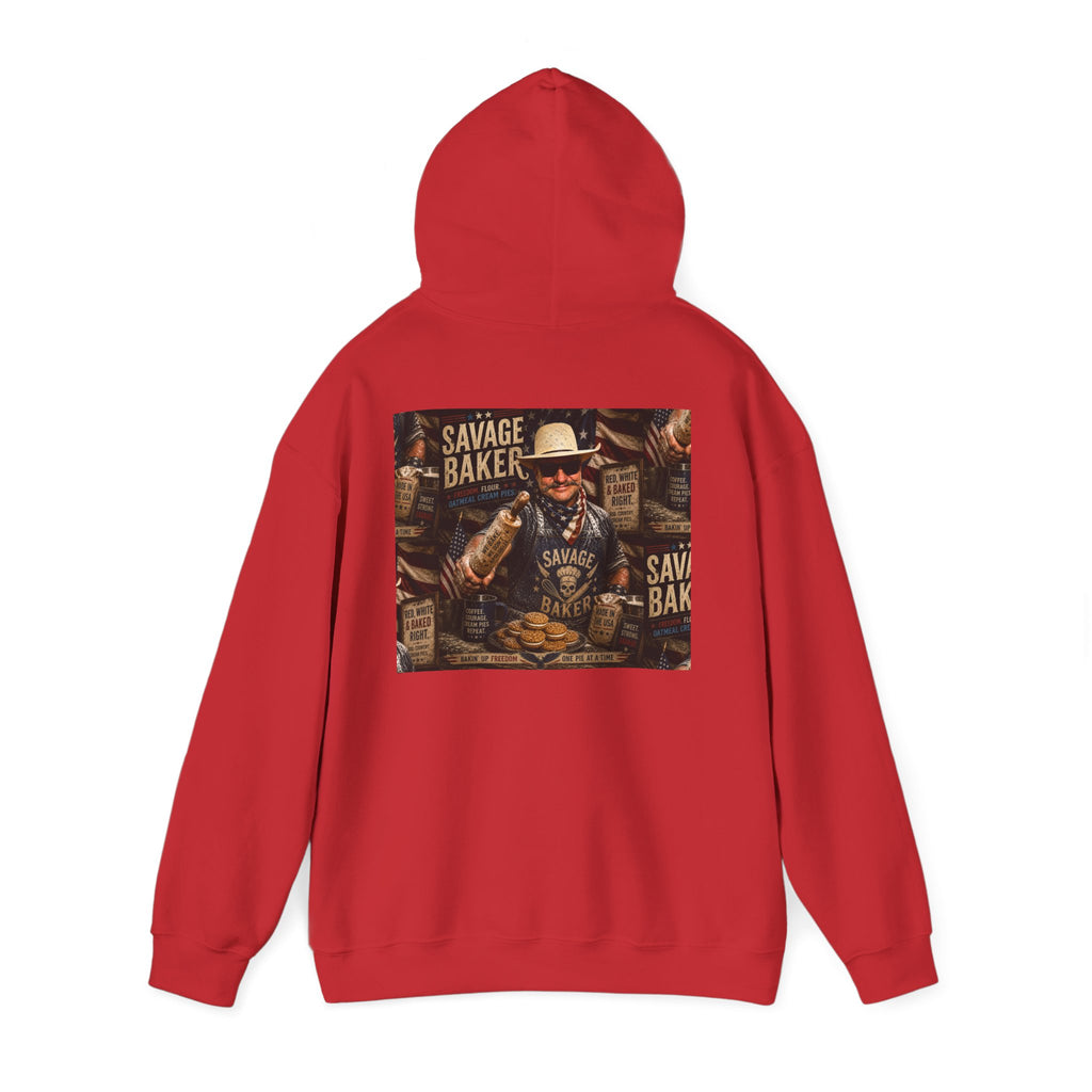 Hoodie — 'Savage Baker' Vintage Red,White, and Oatmeal Cream Pies Graphic Hoodie