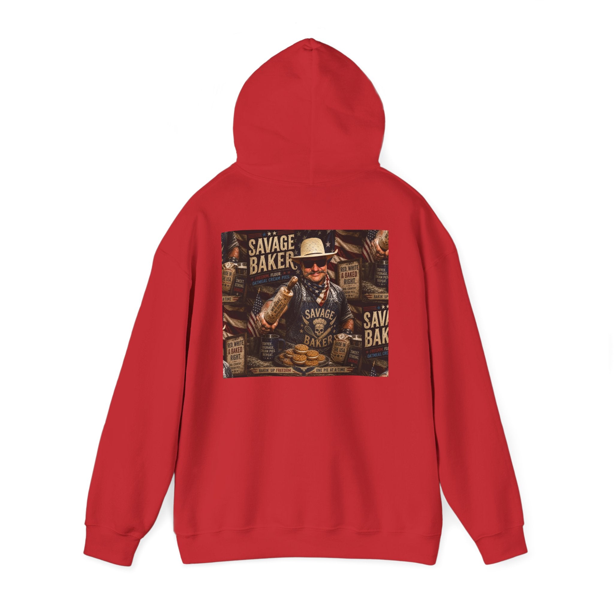 Hoodie — 'Savage Baker' Vintage Red,White, and Oatmeal Cream Pies Graphic Hoodie