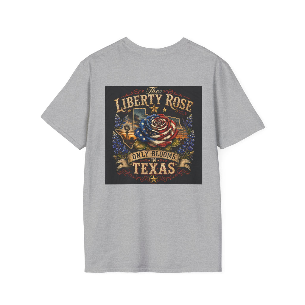Liberty Rose Only Blooms in Texas T-Shirt — American Flag Rose Vintage Graphic Tee