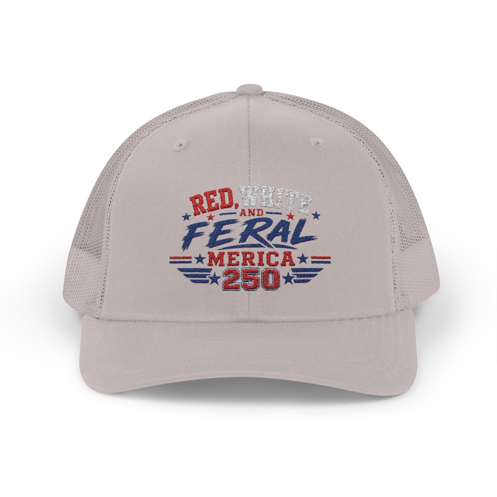 Feral 'Merica 250 Snapback Trucker Cap – Patriotic Red White & Blue Truckers Hat