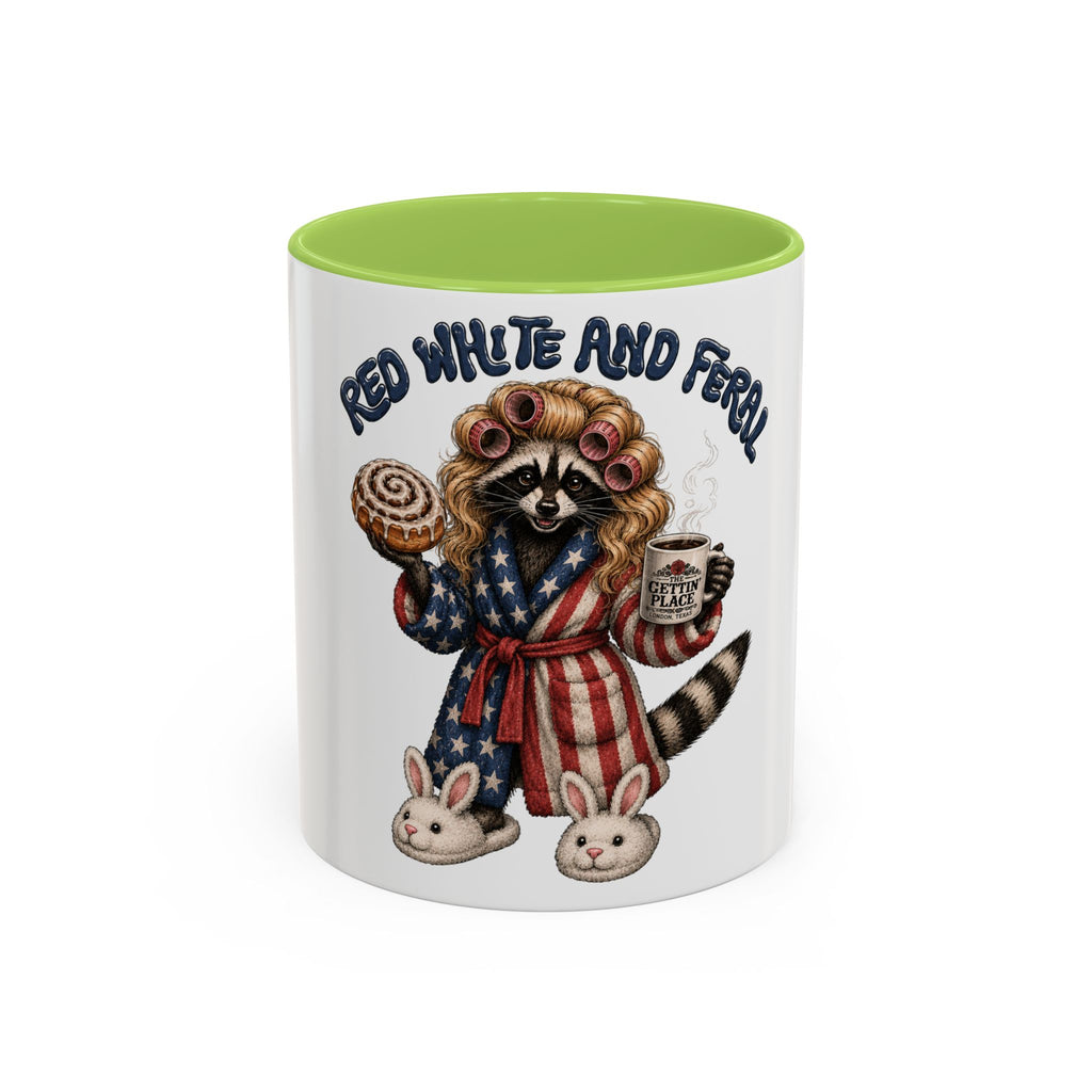 Red White and Feral Raccoon Coffee Mug