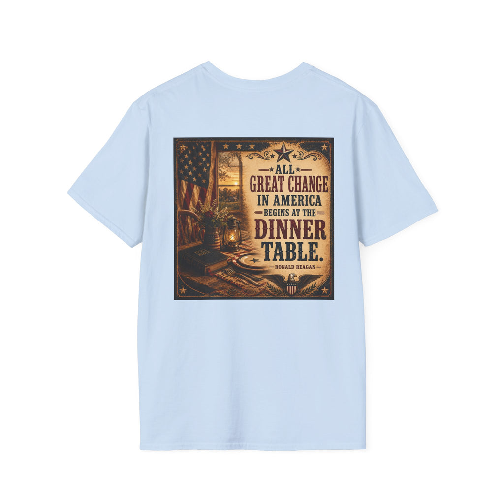 Reagan Quote T-Shirt — “All Great Change In America” Presidential Collection