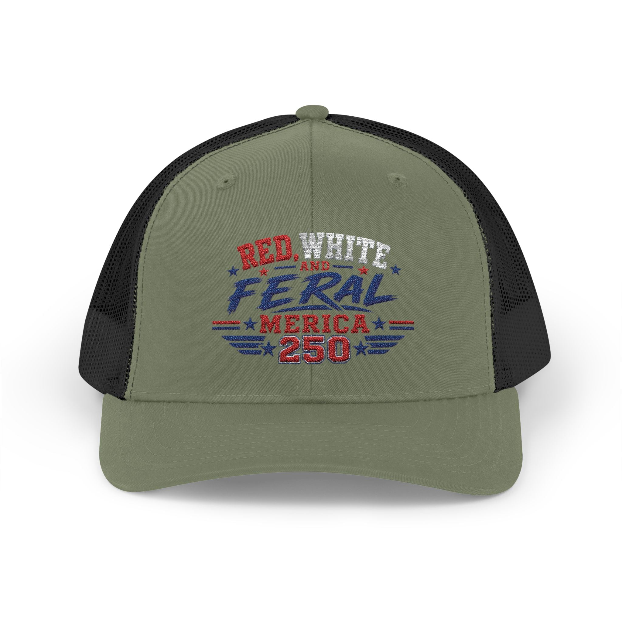 Feral 'Merica 250 Snapback Trucker Cap – Patriotic Red White & Blue Truckers Hat
