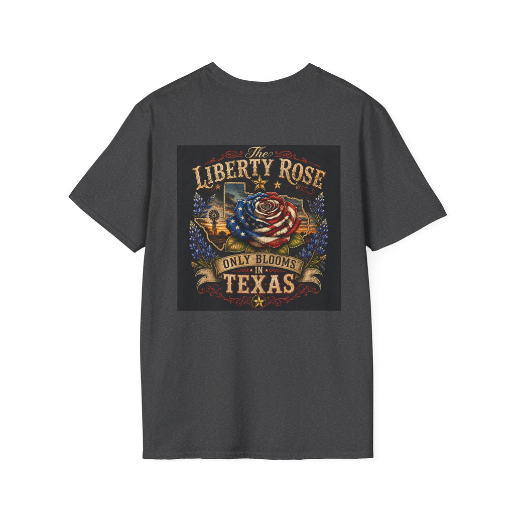 Liberty Rose Only Blooms in Texas T-Shirt — American Flag Rose Vintage Graphic Tee