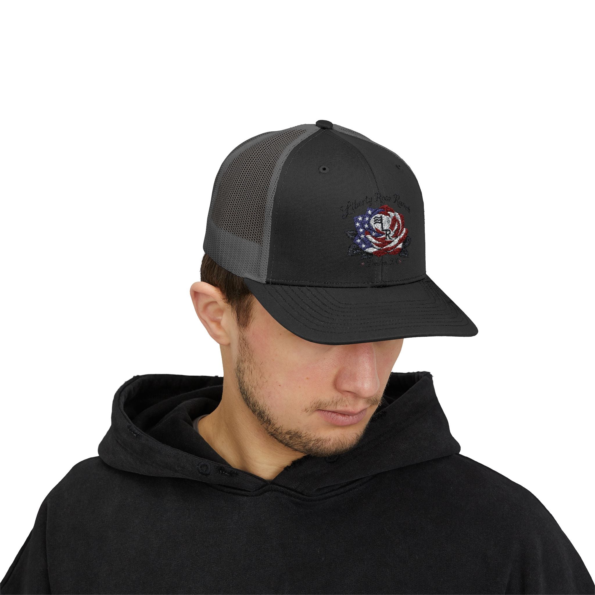 Liberty Rose- Black Leaf Edition, Trucker Cap — Liberty Rose Ranch, London TX Snapback