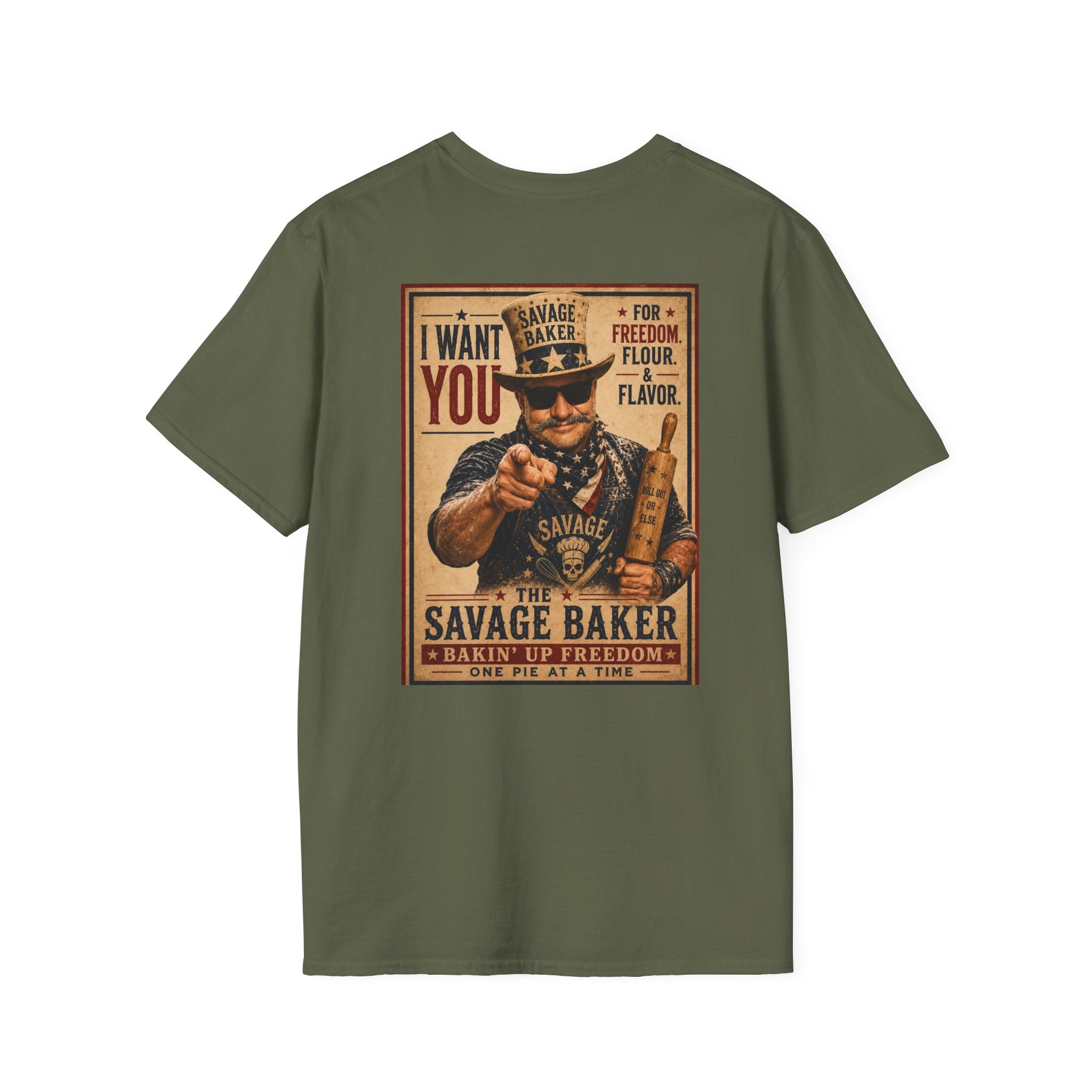 The Savage Baker T-Shirt — "I Want You" Patriotic Vintage Poster Design