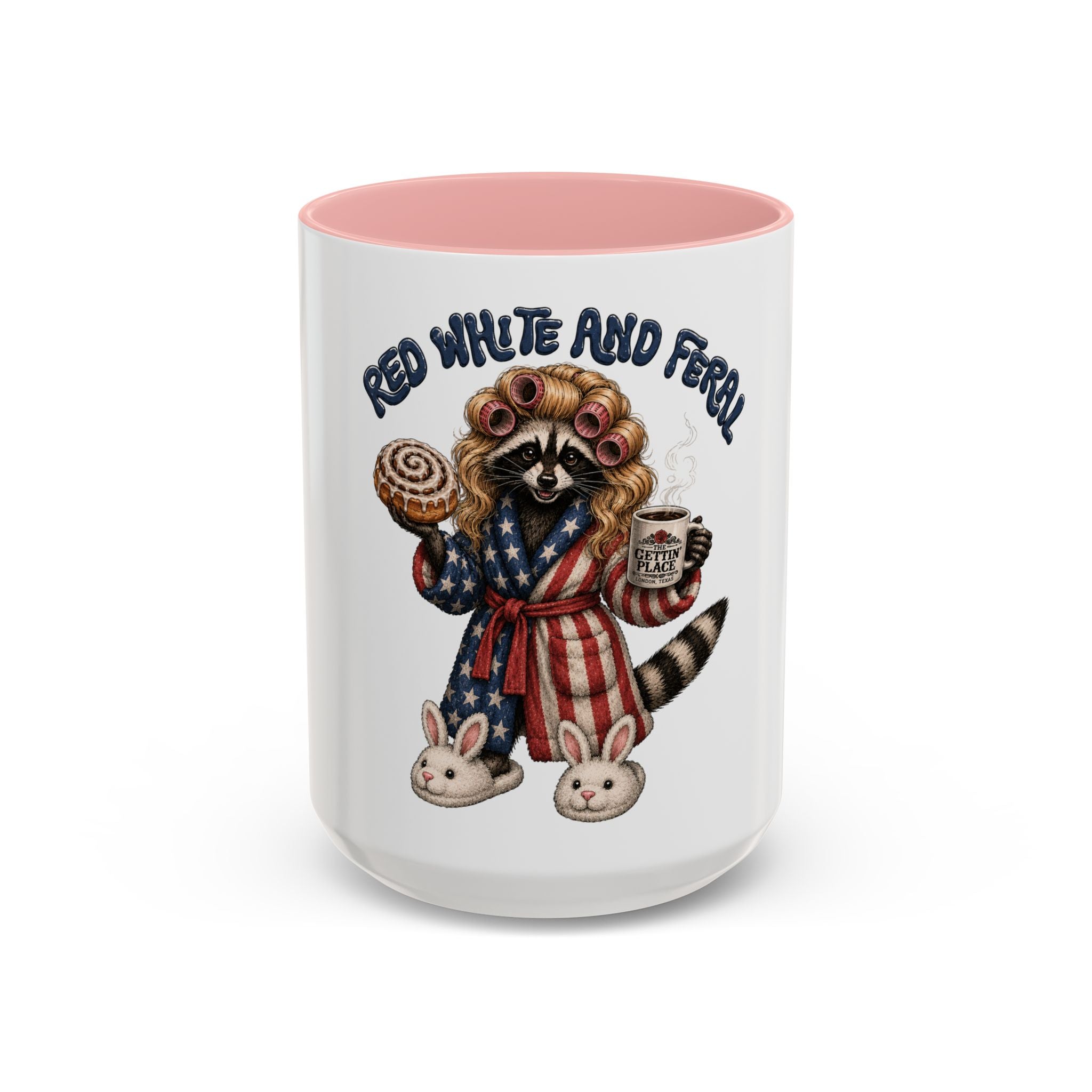Red White and Feral Raccoon Coffee Mug
