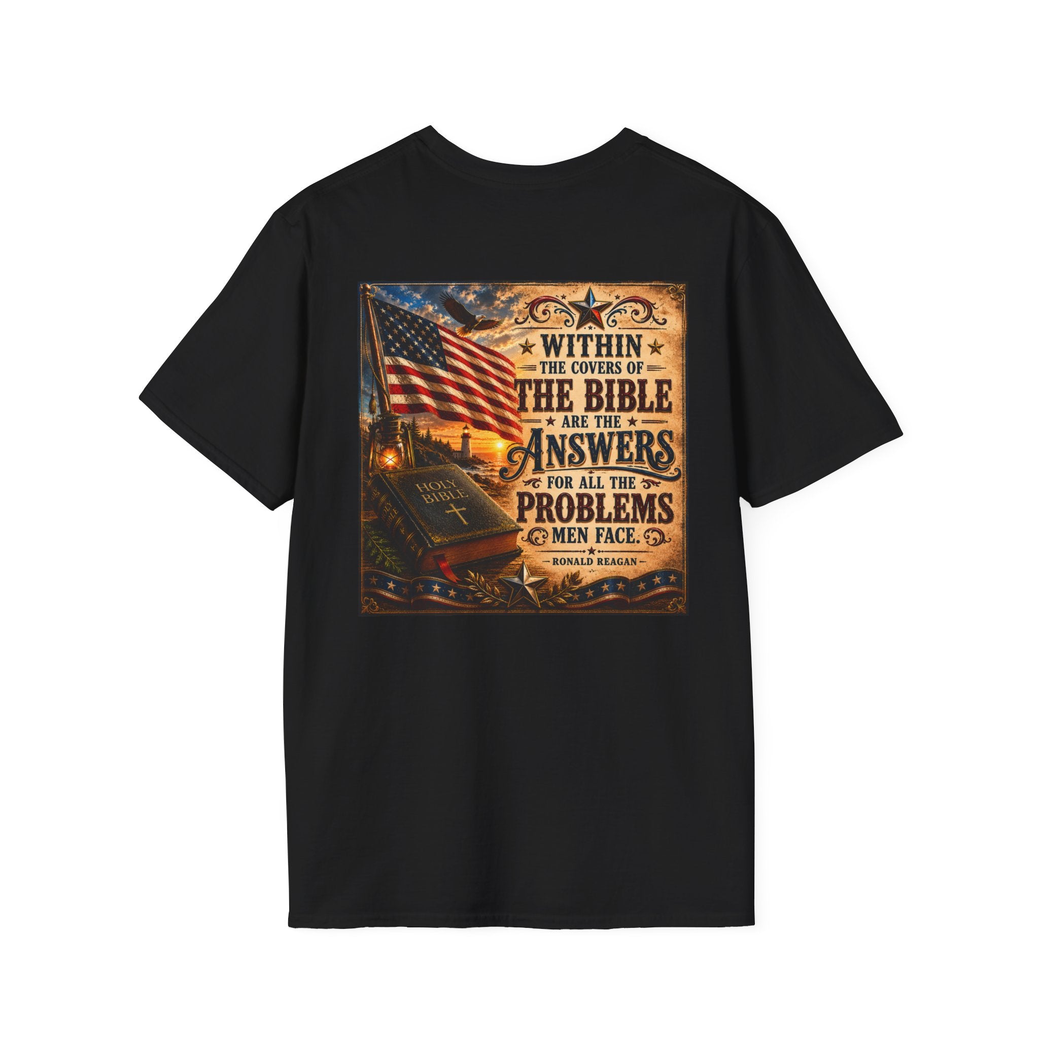 Ronald Reagan Bible Quote T-Shirt — "Within the Covers of the Bible"