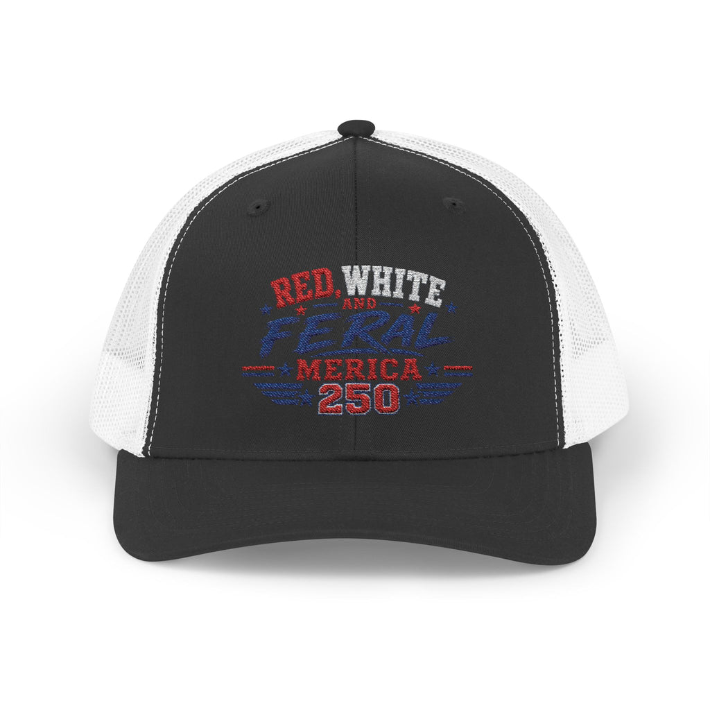 Feral 'Merica 250 Snapback Trucker Cap – Patriotic Red White & Blue Truckers Hat
