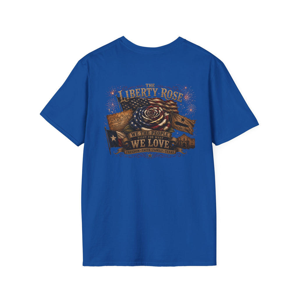Liberty Rose Graphic T-Shirt — Patriotic Texas Flag Rose Design