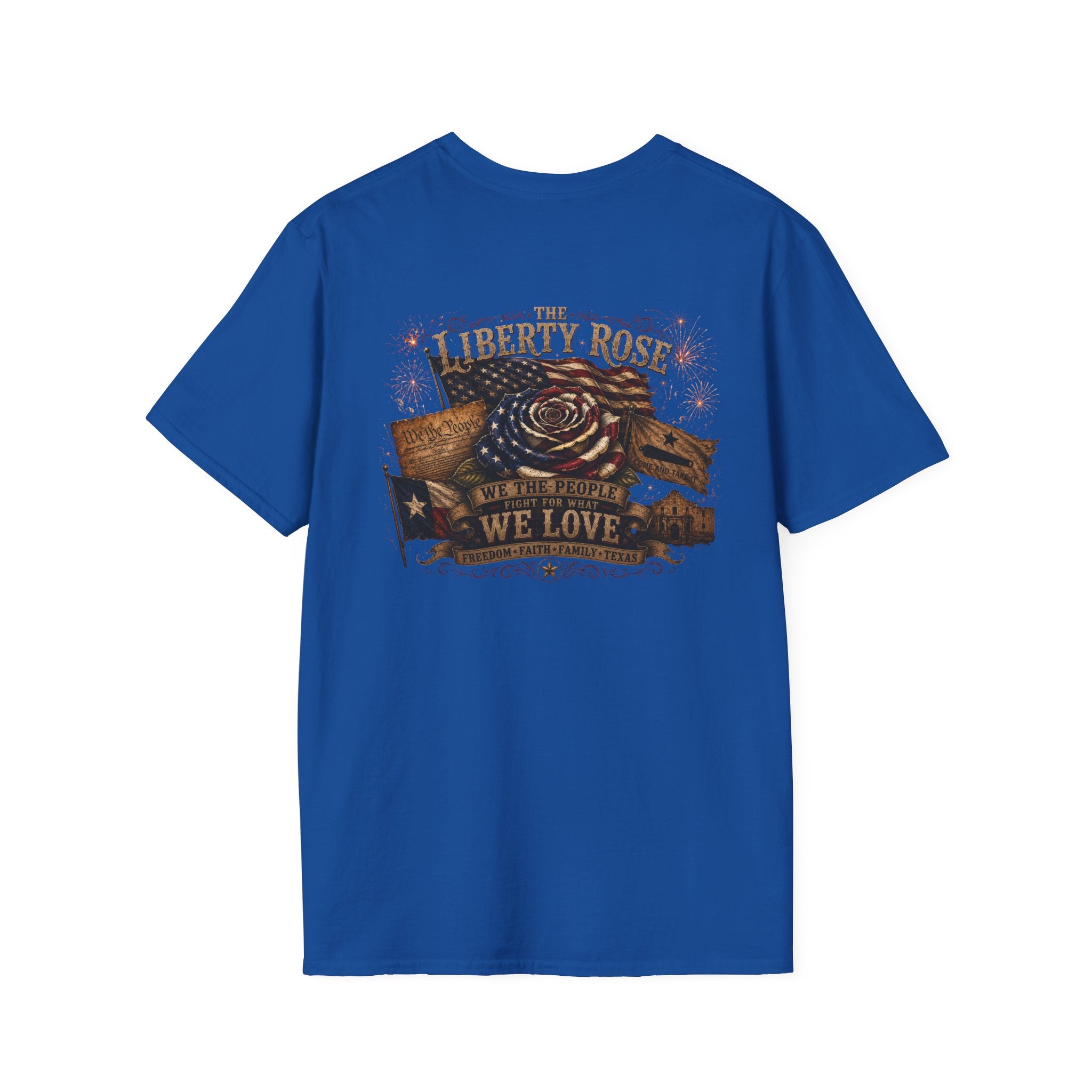 Liberty Rose Graphic T-Shirt — Patriotic Texas Flag Rose Design