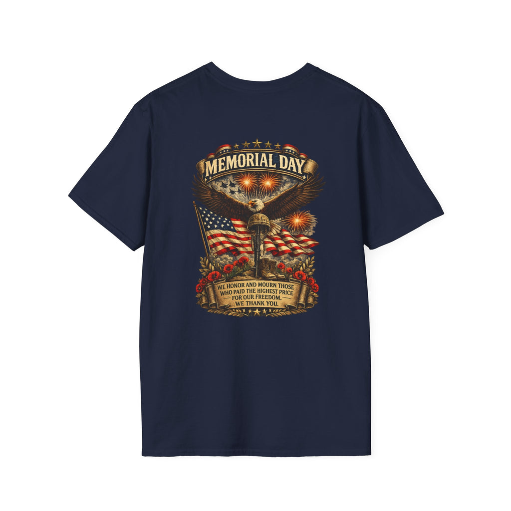 Memorial Day T-Shirt — Patriotic Eagle, American Flag & Poppies Tribute