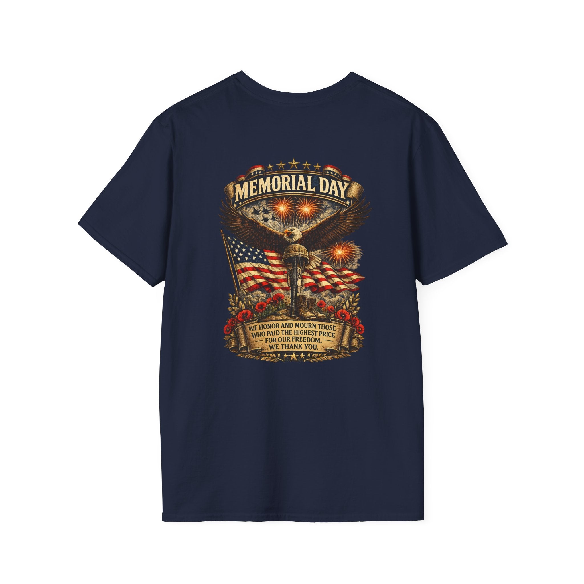 Memorial Day T-Shirt — Patriotic Eagle, American Flag & Poppies Tribute