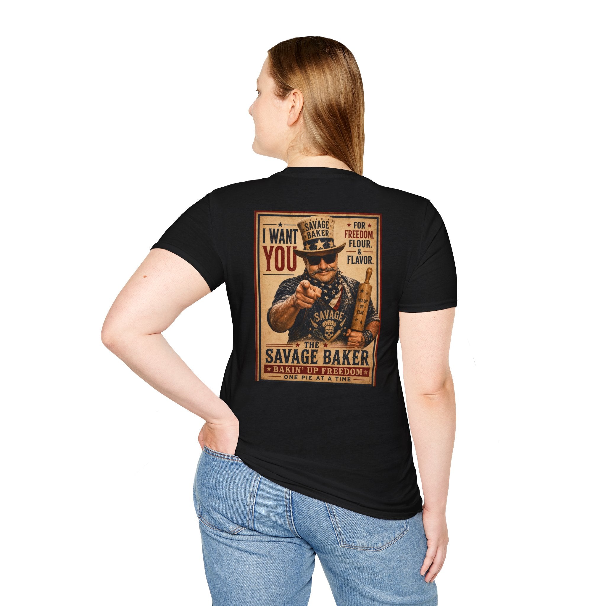 The Savage Baker T-Shirt — "I Want You" Patriotic Vintage Poster Design