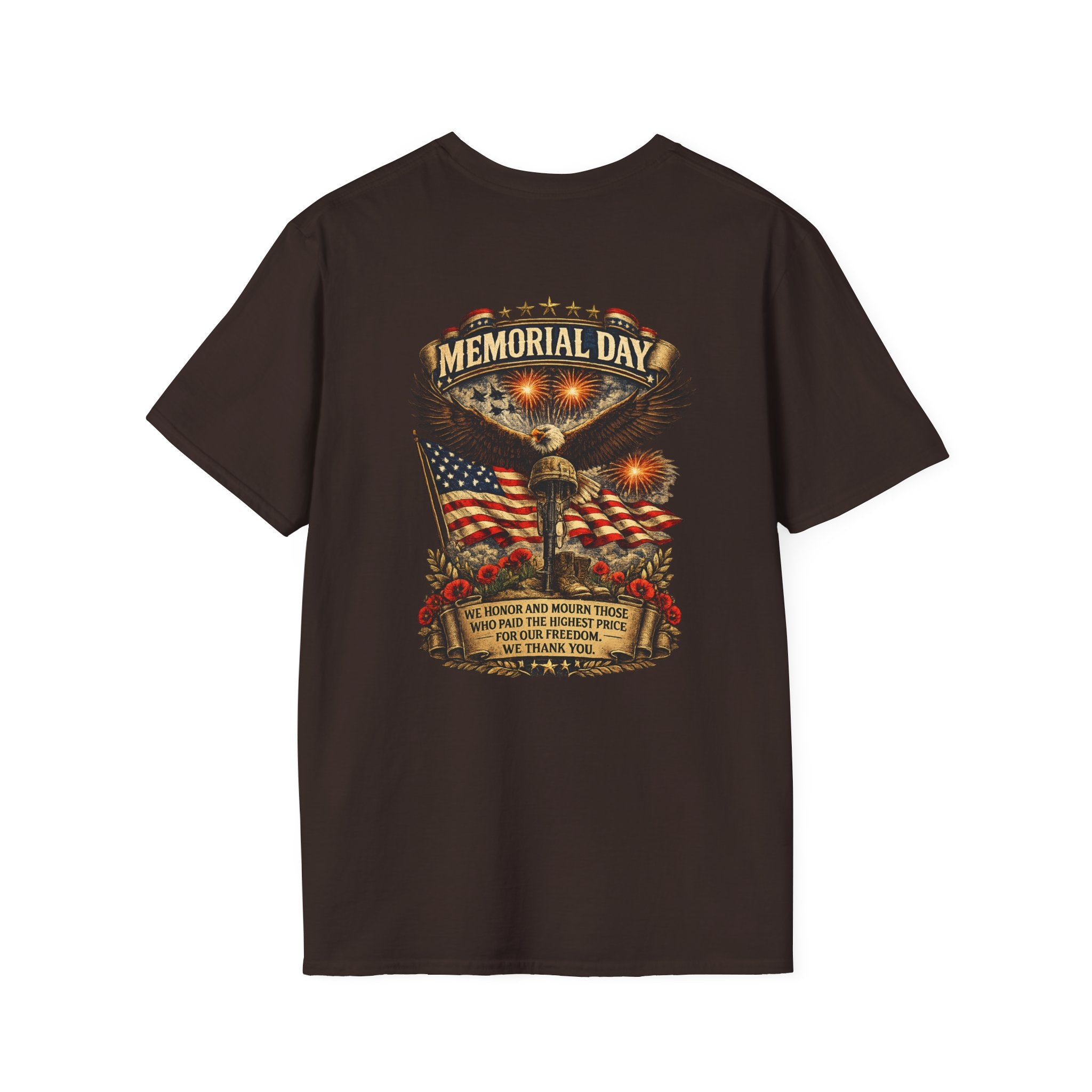Memorial Day T-Shirt — Patriotic Eagle, American Flag & Poppies Tribute