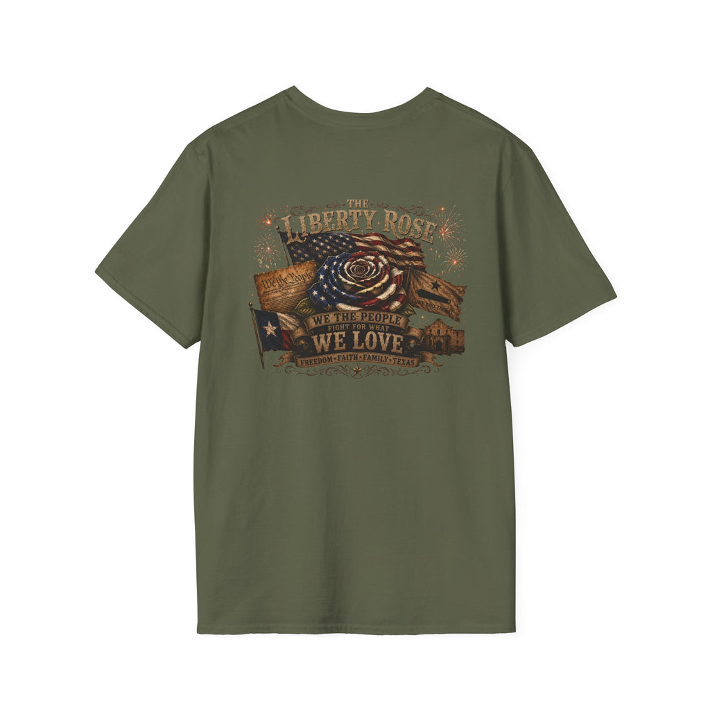 Liberty Rose Graphic T-Shirt — Patriotic Texas Flag Rose Design