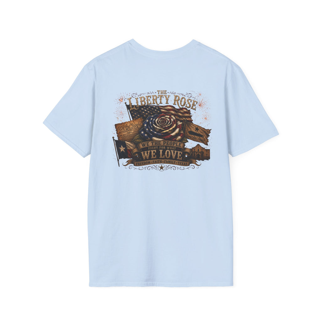 Liberty Rose Graphic T-Shirt — Patriotic Texas Flag Rose Design