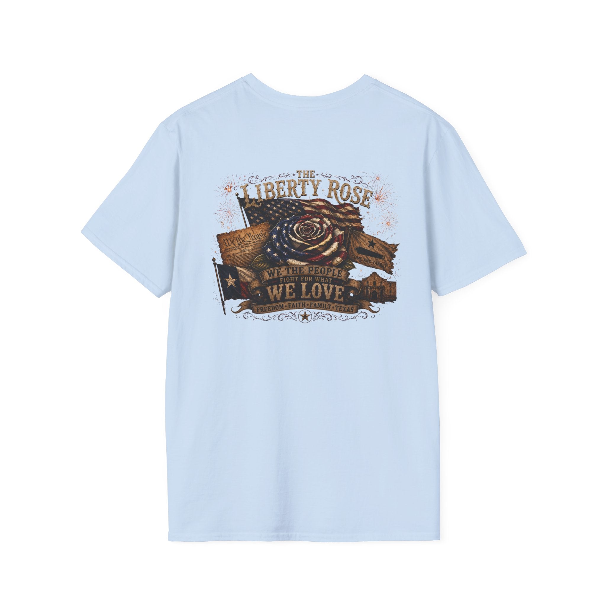Liberty Rose Graphic T-Shirt — Patriotic Texas Flag Rose Design