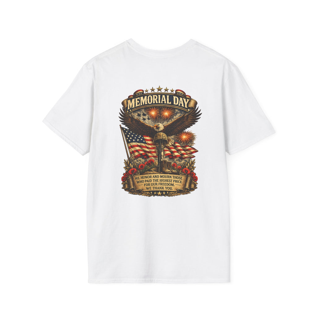 Memorial Day T-Shirt — Patriotic Eagle, American Flag & Poppies Tribute