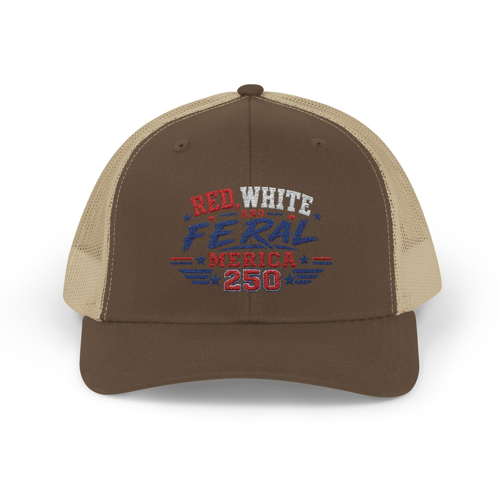 Feral 'Merica 250 Snapback Trucker Cap – Patriotic Red White & Blue Truckers Hat