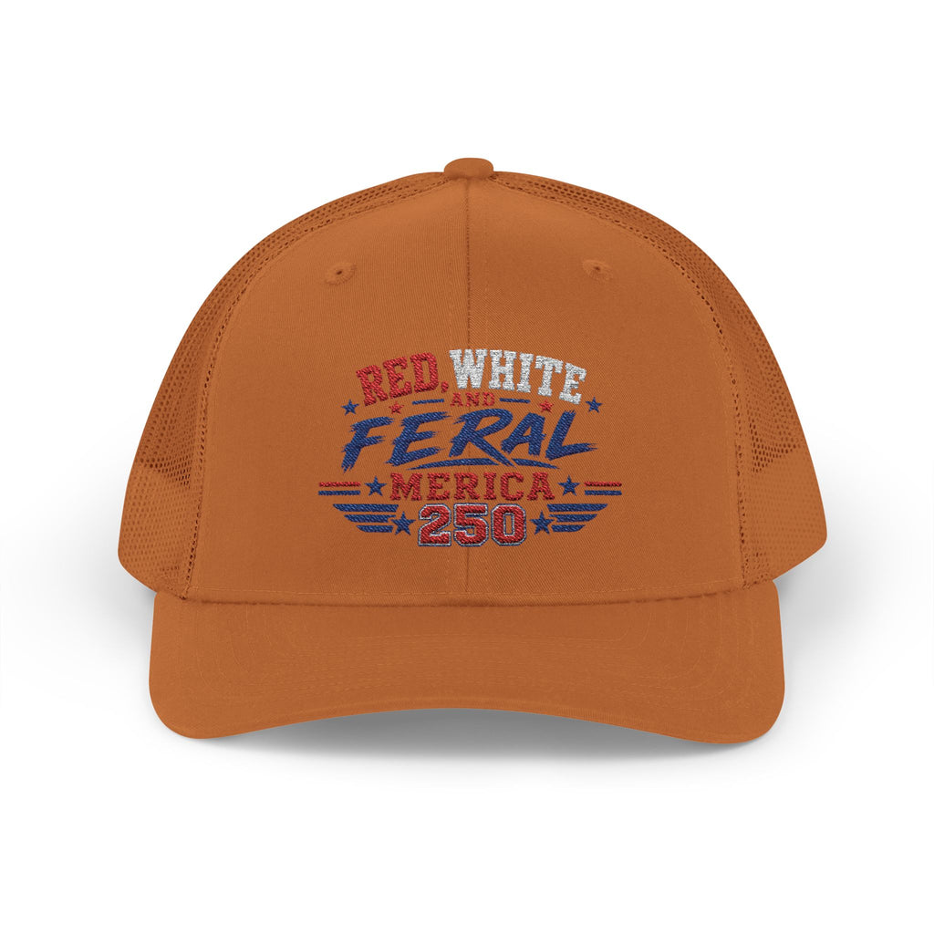 Feral 'Merica 250 Snapback Trucker Cap – Patriotic Red White & Blue Truckers Hat