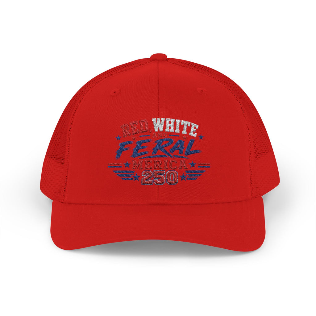 Feral 'Merica 250 Snapback Trucker Cap – Patriotic Red White & Blue Truckers Hat