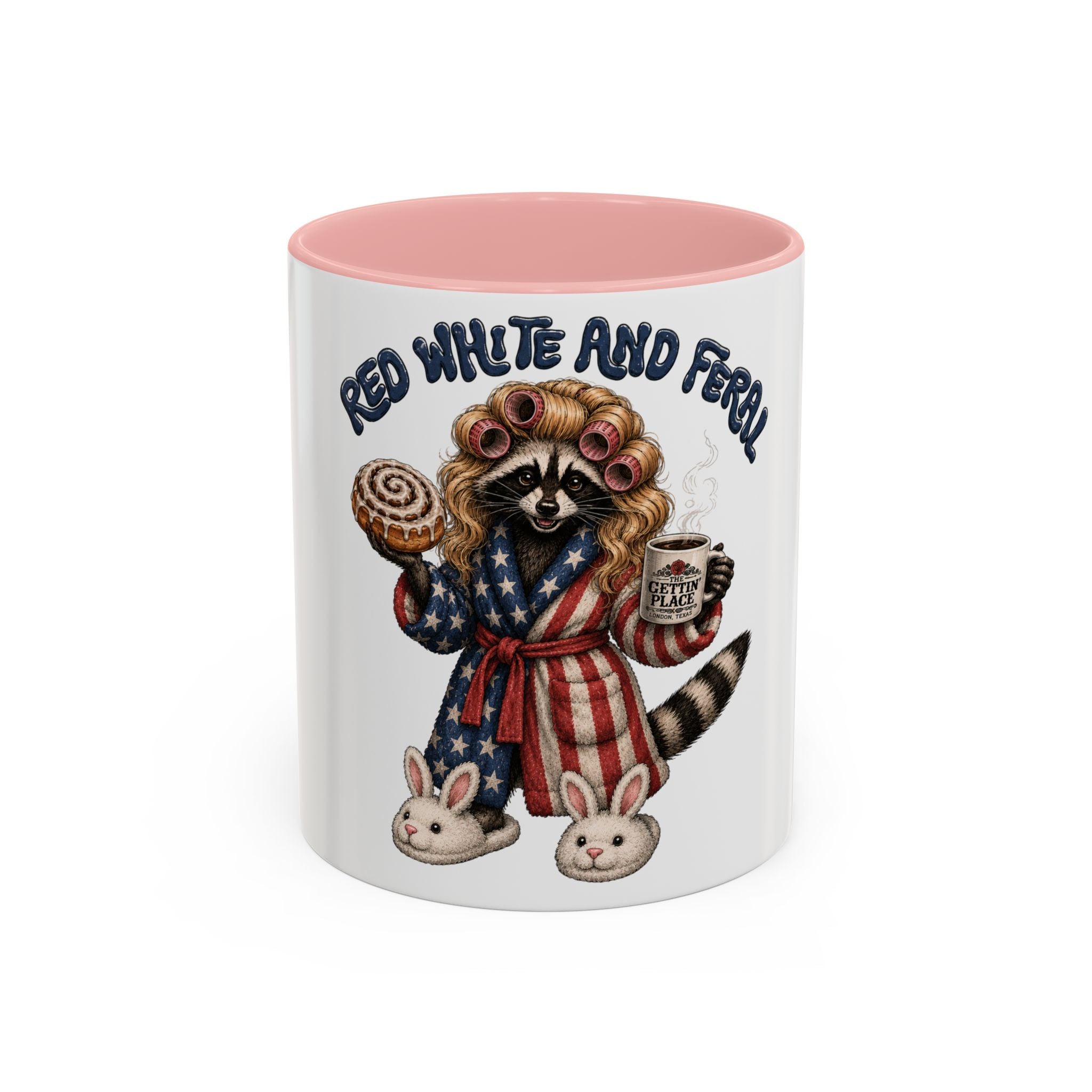 Red White and Feral Raccoon Coffee Mug