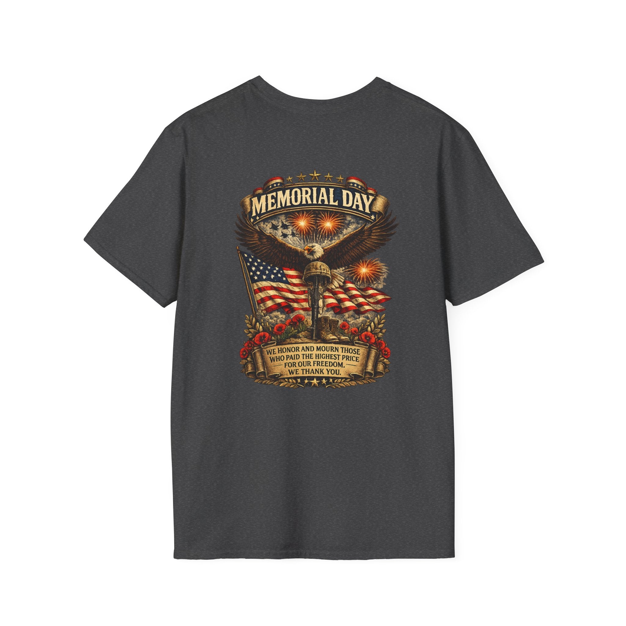 Memorial Day T-Shirt — Patriotic Eagle, American Flag & Poppies Tribute
