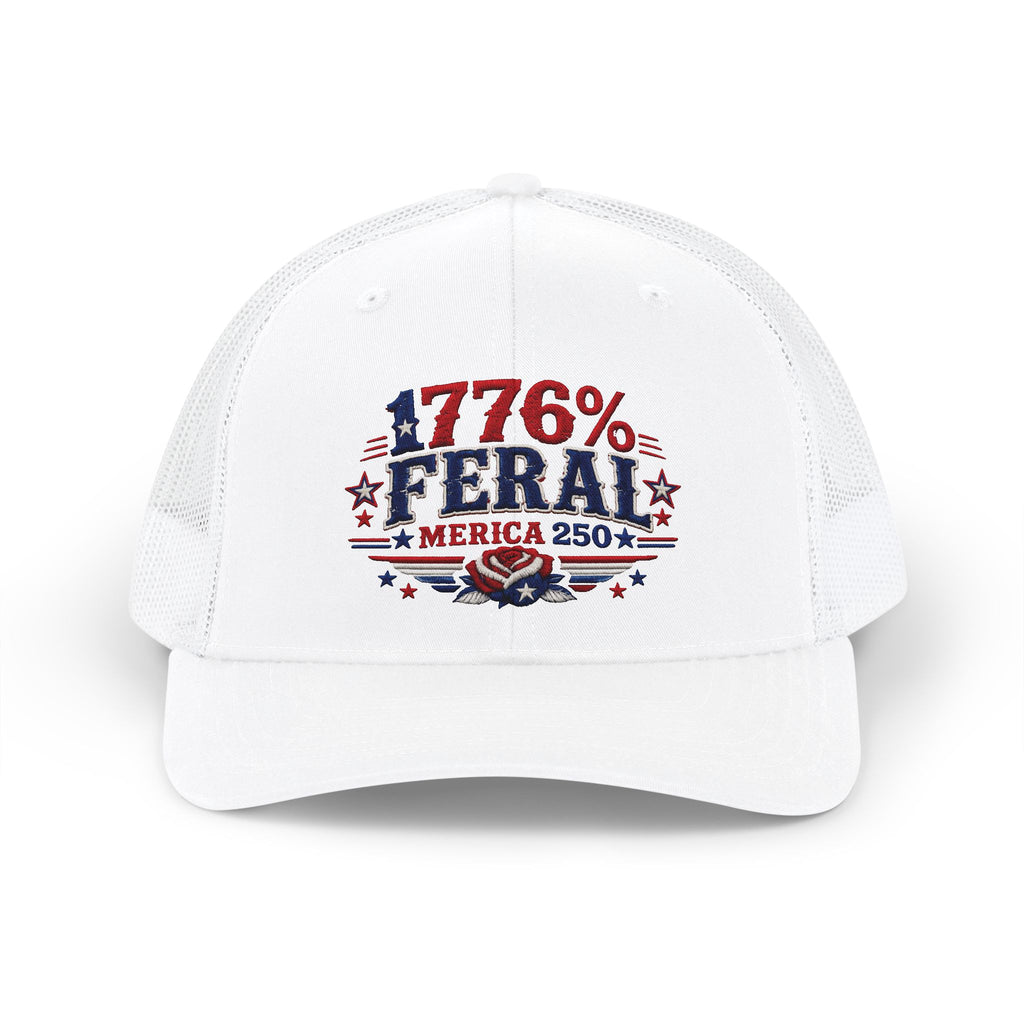 1776% Feral Trucker Cap – Patriotic 'Merica 250 Snapback Hat